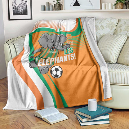 Ivory Coast Football Blanket 2026 Allez Les Elephants Cute Mascot - African Pride