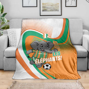 Ivory Coast Football Blanket 2026 Allez Les Elephants Cute Mascot - African Pride