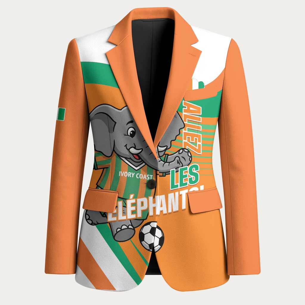 Custom Ivory Coast Football Blazer 2026 Allez Les Elephants Cute Mascot - African Pride
