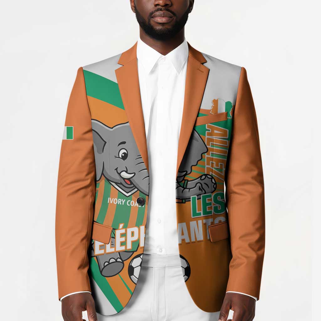 Custom Ivory Coast Football Blazer 2026 Allez Les Elephants Cute Mascot - African Pride