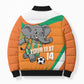 Custom Ivory Coast Football Bomber Puffer Jacket 2026 Allez Les Elephants Cute Mascot - African Pride