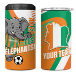 Custom Ivory Coast Football 4 in 1 Can Cooler Tumbler 2026 Allez Les Elephants Cute Mascot - African Pride