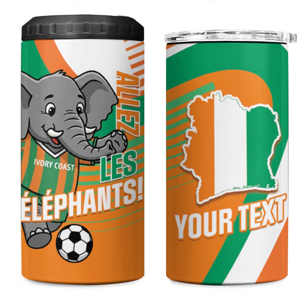 Custom Ivory Coast Football 4 in 1 Can Cooler Tumbler 2026 Allez Les Elephants Cute Mascot - African Pride