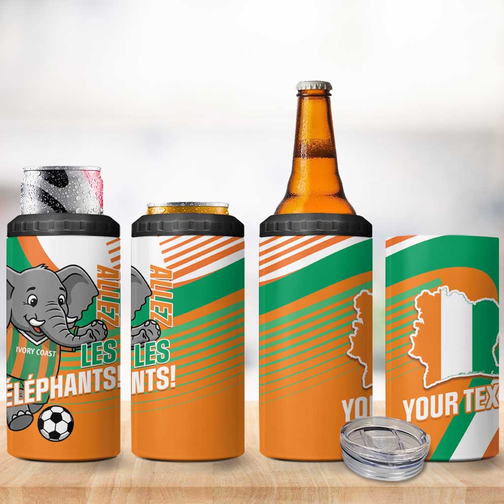Custom Ivory Coast Football 4 in 1 Can Cooler Tumbler 2026 Allez Les Elephants Cute Mascot - African Pride