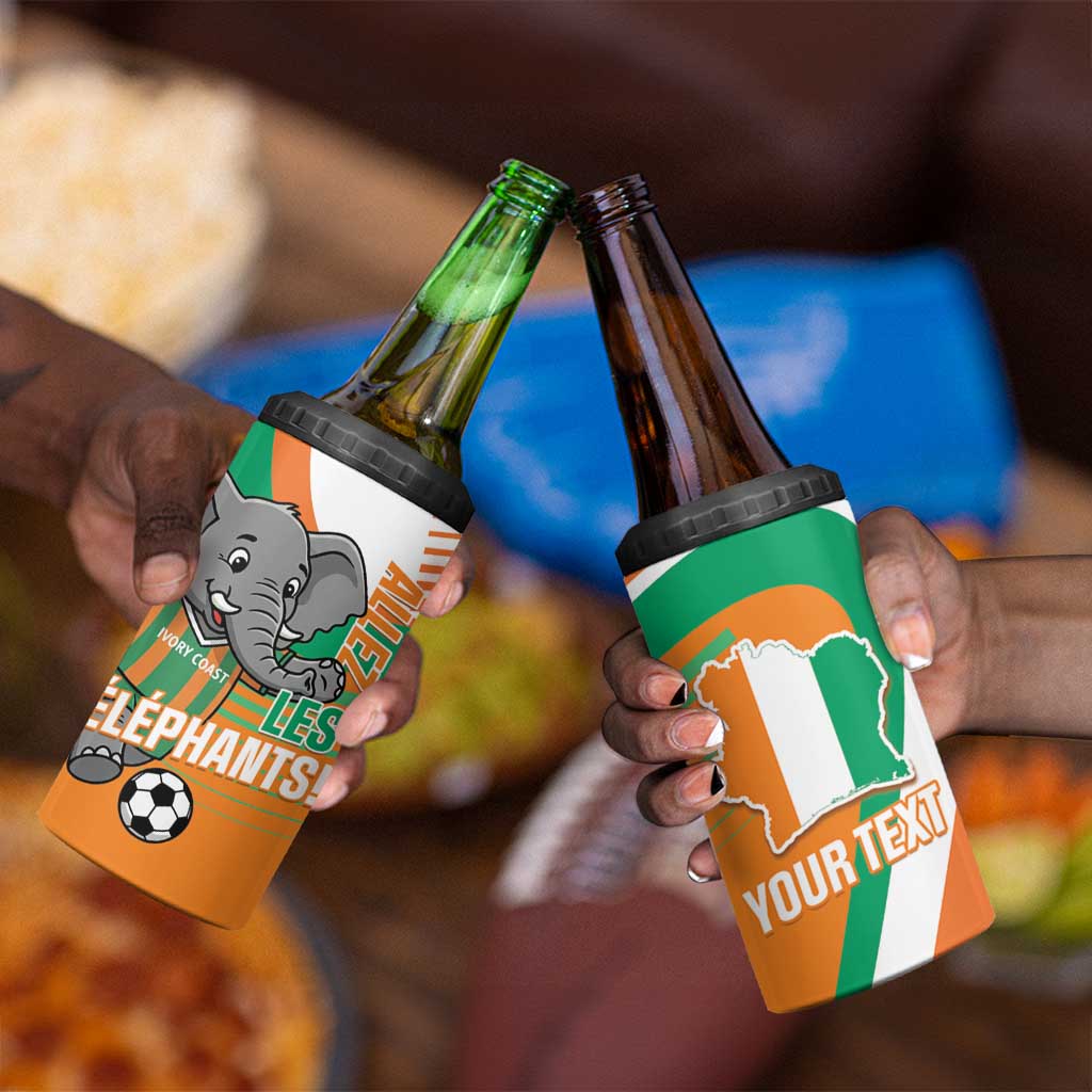 Custom Ivory Coast Football 4 in 1 Can Cooler Tumbler 2026 Allez Les Elephants Cute Mascot - African Pride