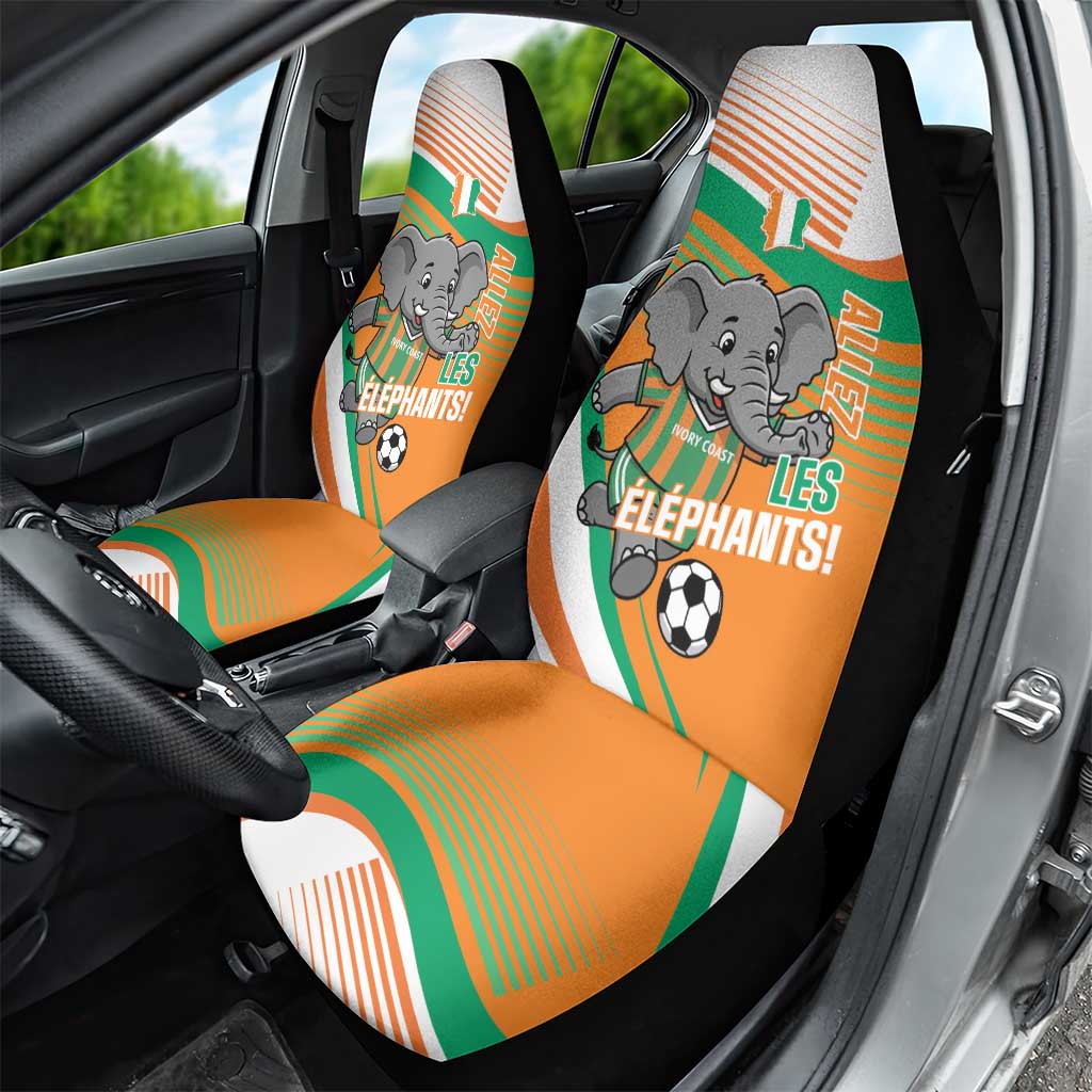 Ivory Coast Football Car Seat Cover 2026 Allez Les Elephants Cute Mascot - African Pride