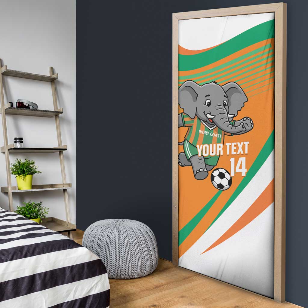 Custom Ivory Coast Football Door Cover 2026 Allez Les Elephants Cute Mascot - African Pride