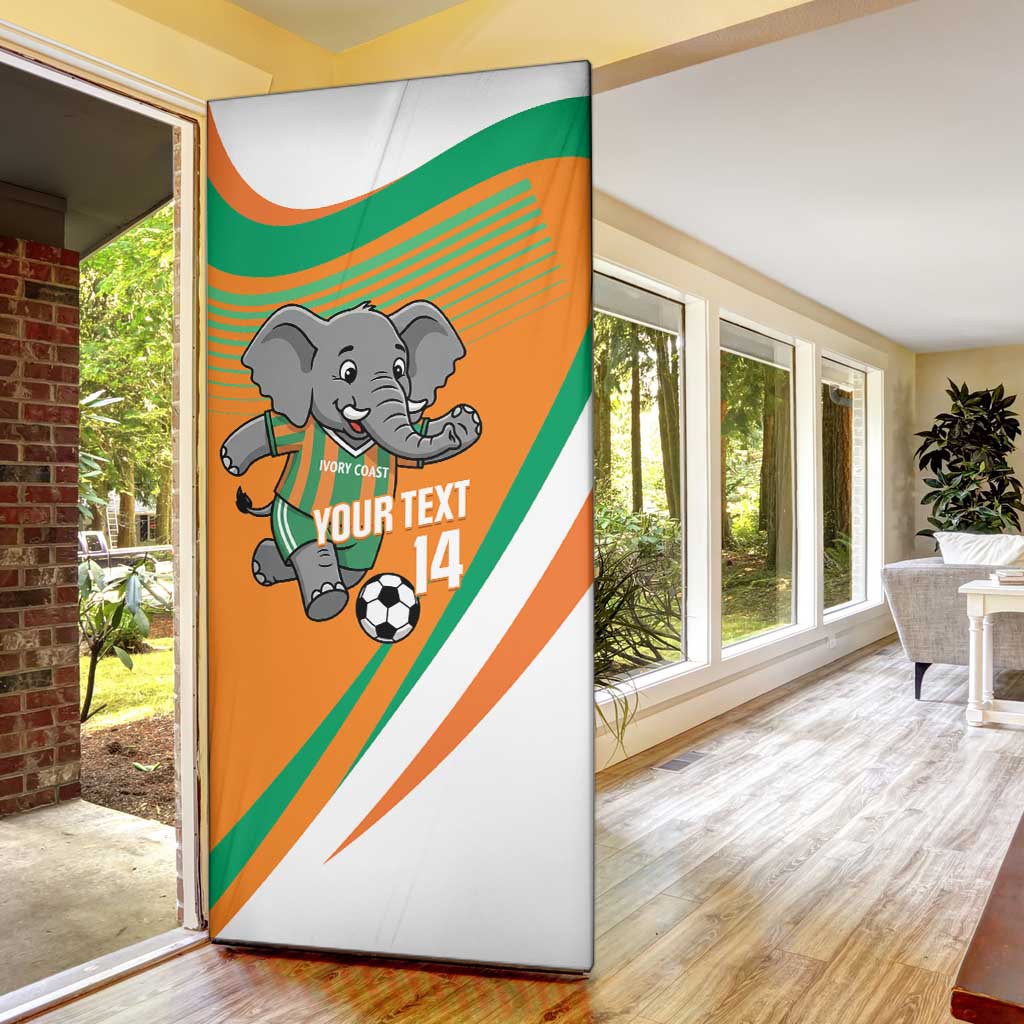 Custom Ivory Coast Football Door Cover 2026 Allez Les Elephants Cute Mascot - African Pride