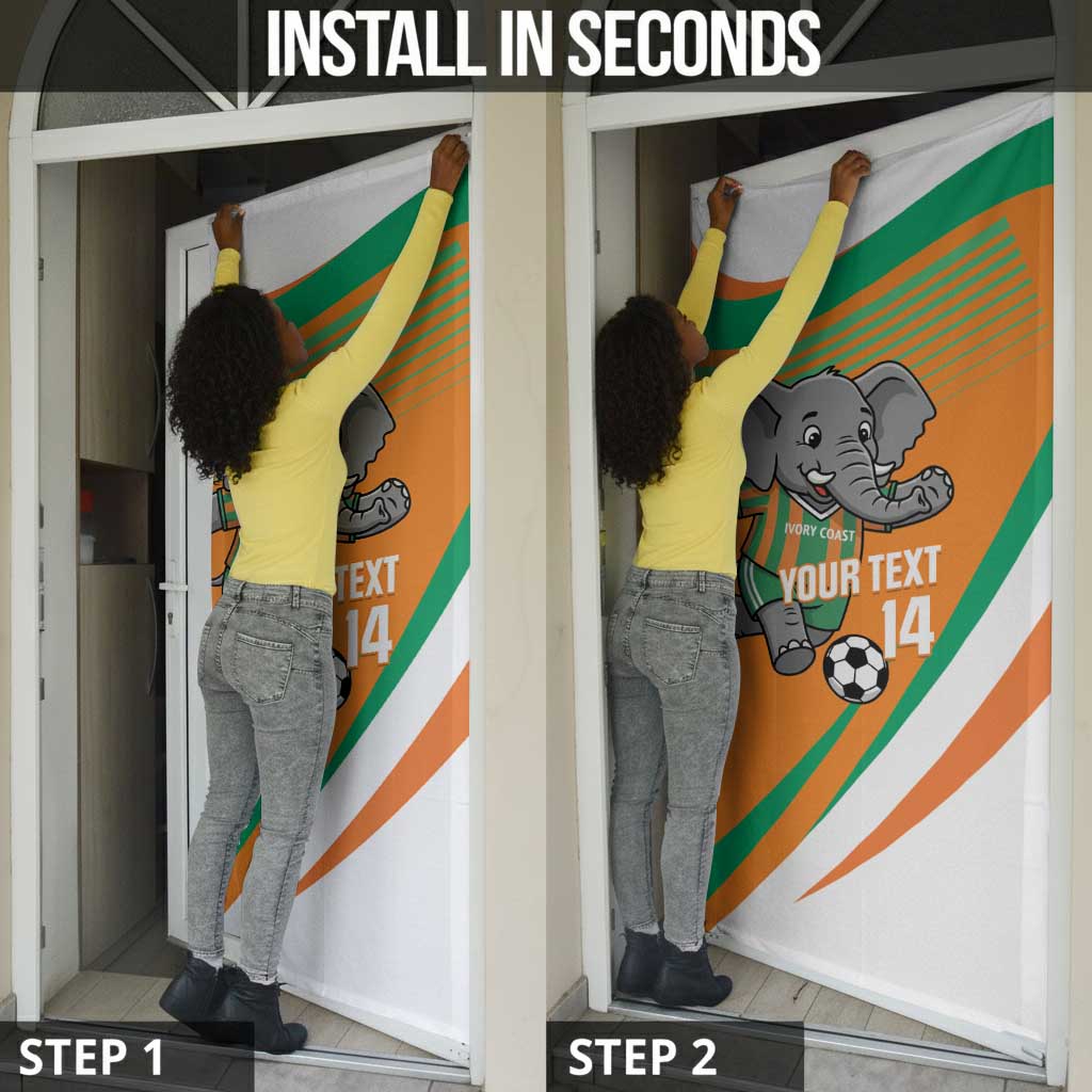 Custom Ivory Coast Football Door Cover 2026 Allez Les Elephants Cute Mascot - African Pride