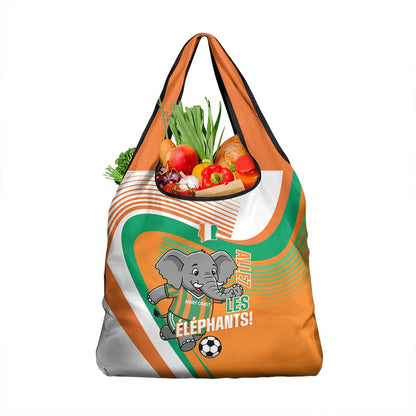 Ivory Coast Football Grocery Bag 2026 Allez Les Elephants Cute Mascot - African Pride