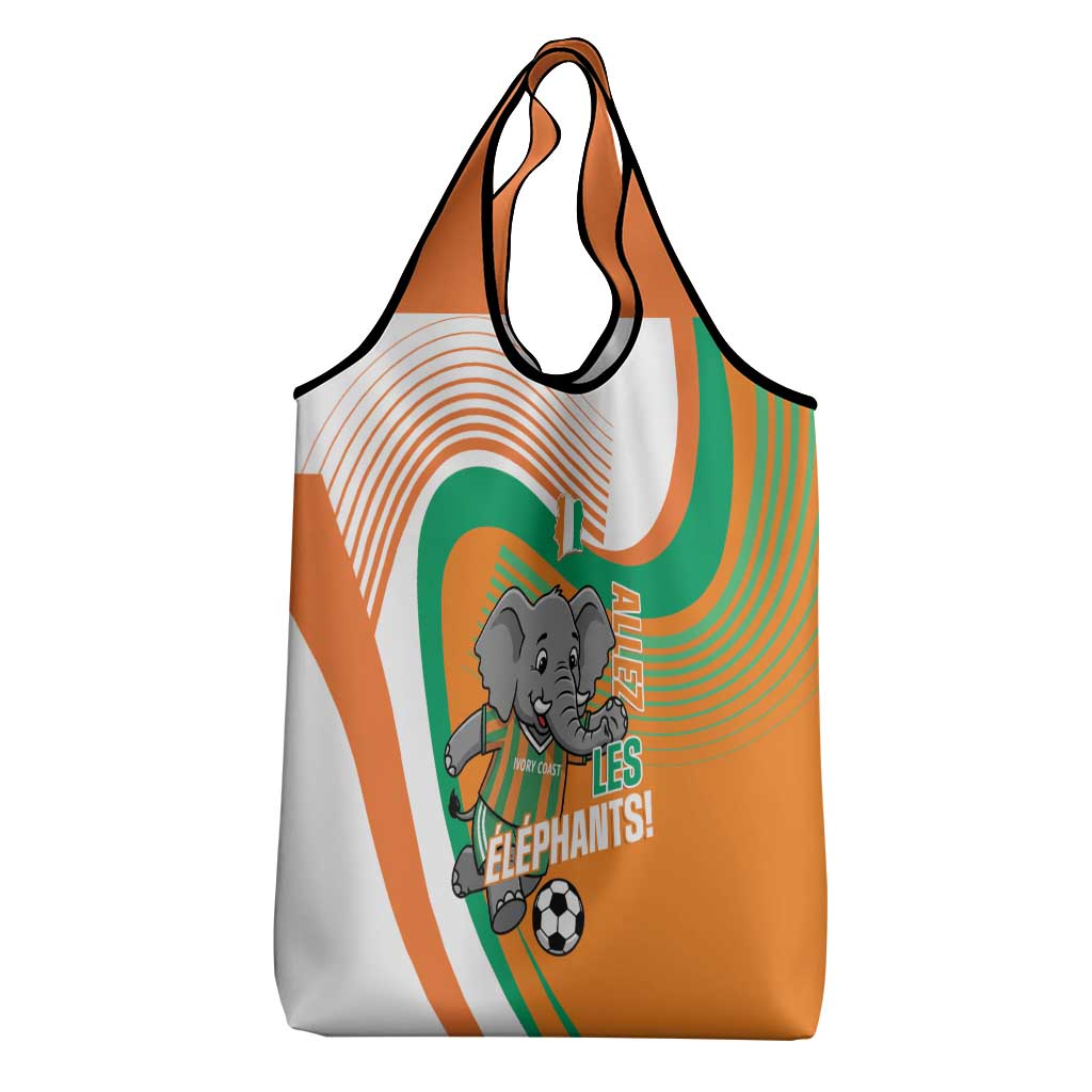 Ivory Coast Football Grocery Bag 2026 Allez Les Elephants Cute Mascot - African Pride