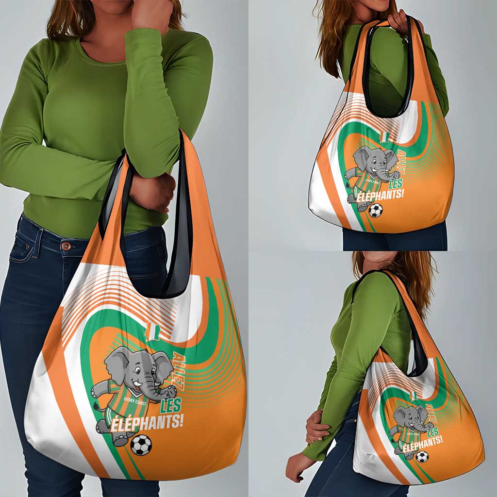 Ivory Coast Football Grocery Bag 2026 Allez Les Elephants Cute Mascot - African Pride