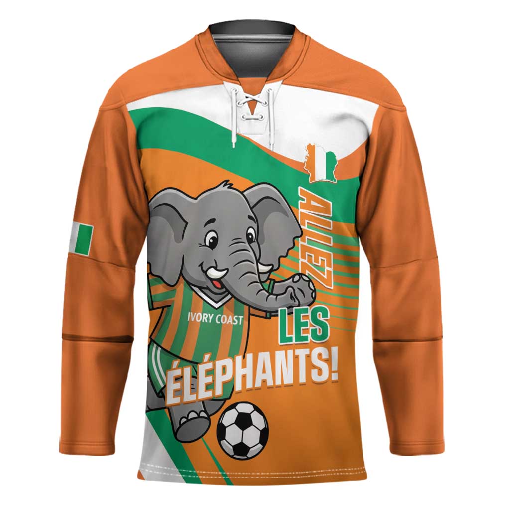 Custom Ivory Coast Football Hockey Jersey 2026 Allez Les Elephants Cute Mascot - African Pride