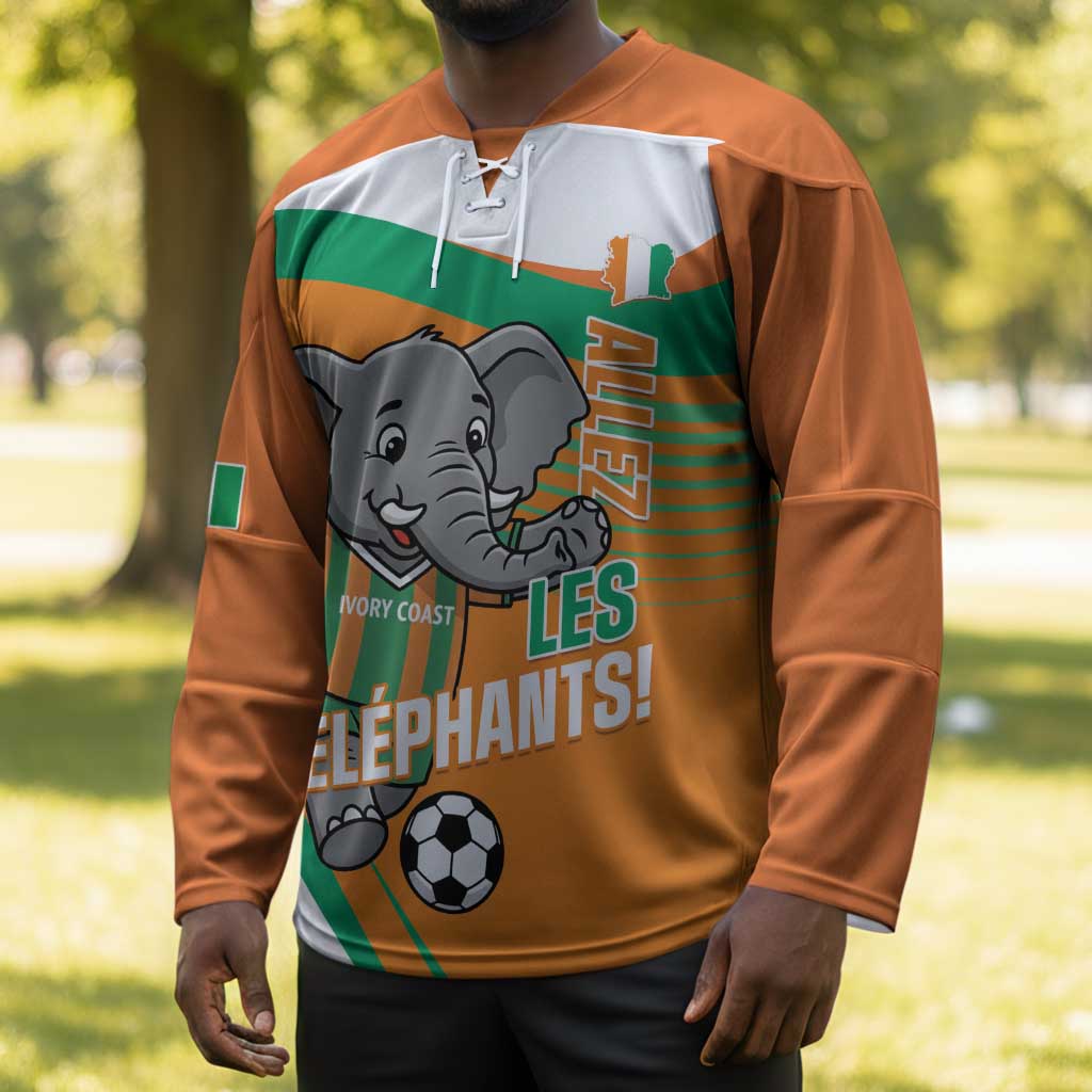 Custom Ivory Coast Football Hockey Jersey 2026 Allez Les Elephants Cute Mascot - African Pride