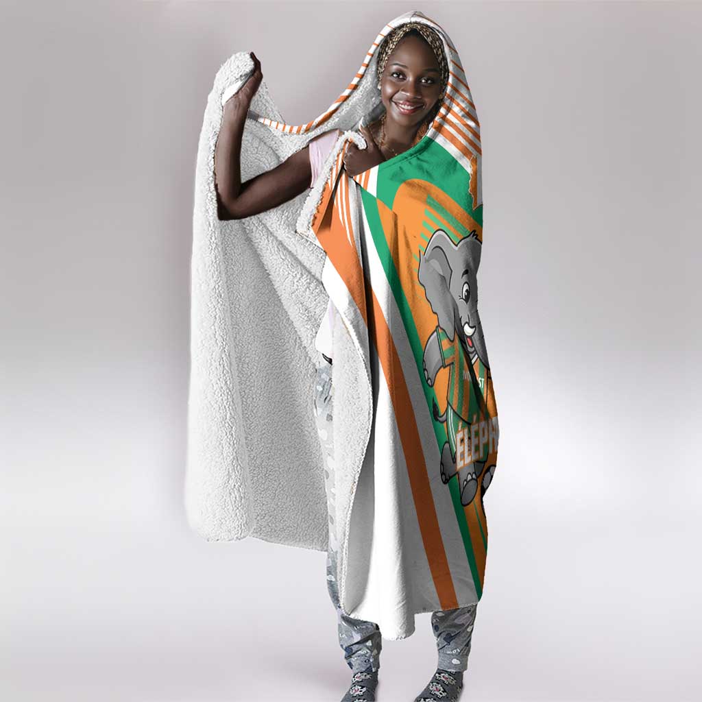 Ivory Coast Football Hooded Blanket 2026 Allez Les Elephants Cute Mascot - African Pride