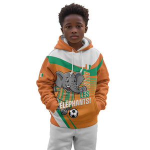 Custom Ivory Coast Football Kid Hoodie 2026 Allez Les Elephants Cute Mascot - African Pride