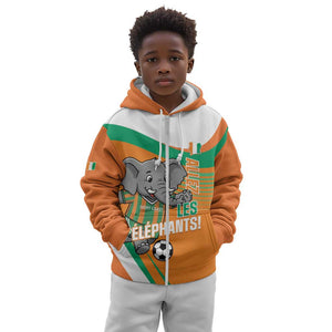 Custom Ivory Coast Football Kid Hoodie 2026 Allez Les Elephants Cute Mascot - African Pride