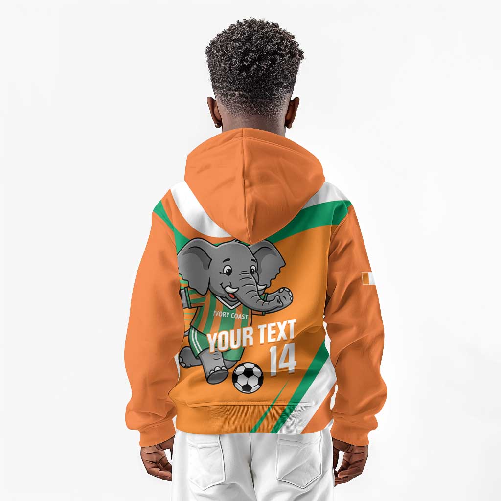 Custom Ivory Coast Football Kid Hoodie 2026 Allez Les Elephants Cute Mascot - African Pride