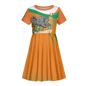 Custom Ivory Coast Football Kid Short Sleeve Dress 2026 Allez Les Elephants Cute Mascot LT14
