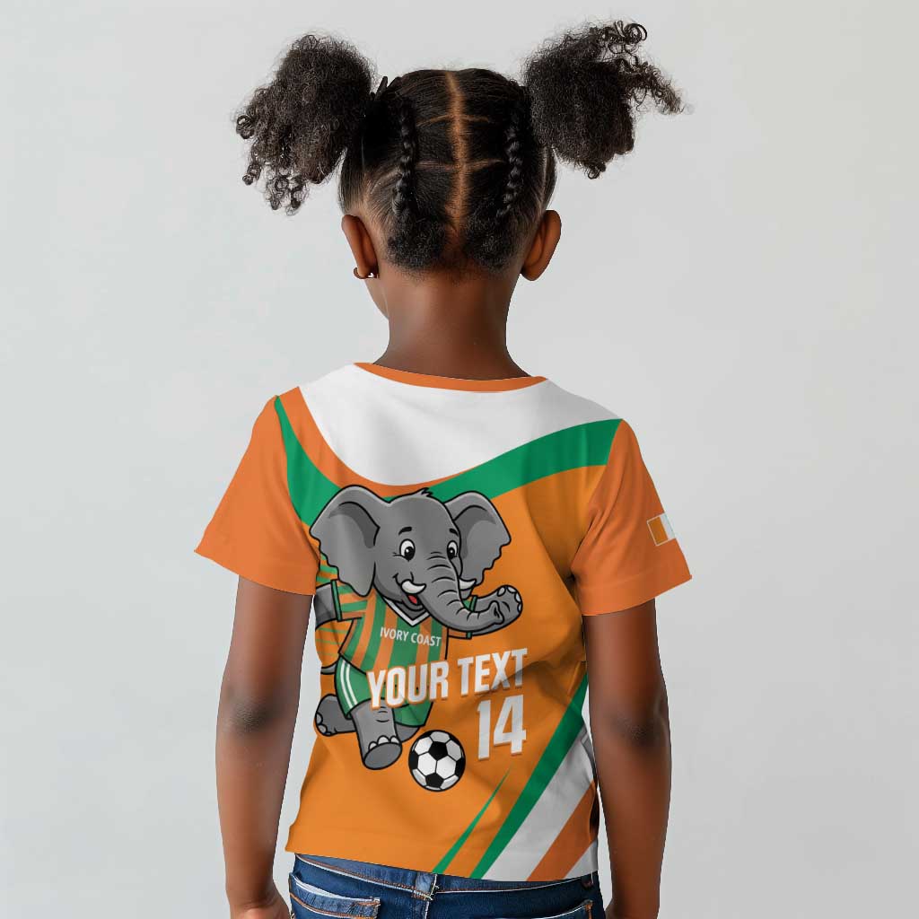Custom Ivory Coast Football Kid T shirt 2026 Allez Les Elephants Cute Mascot LT14