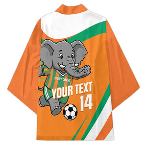 Custom Ivory Coast Football Kimono 2026 Allez Les Elephants Cute Mascot - African Pride