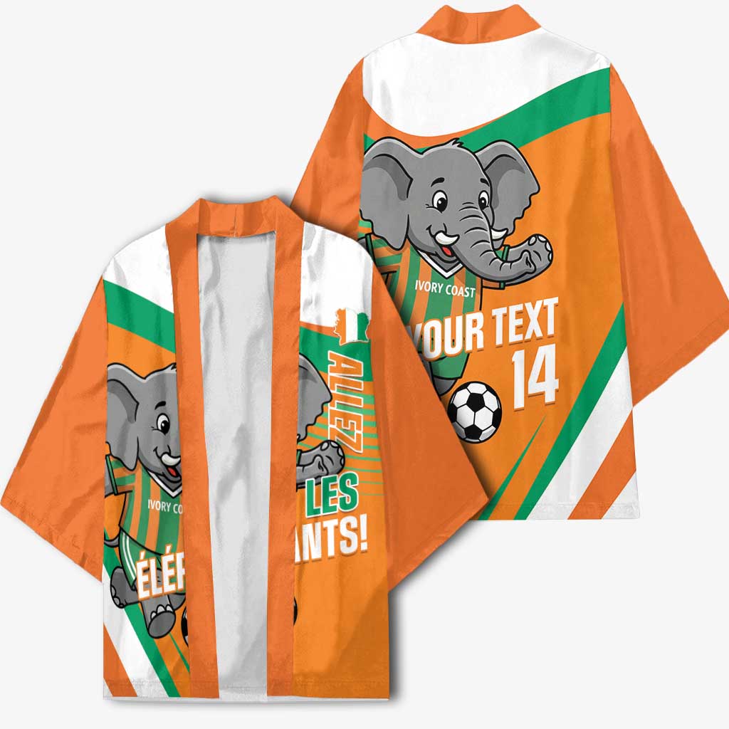 Custom Ivory Coast Football Kimono 2026 Allez Les Elephants Cute Mascot - African Pride