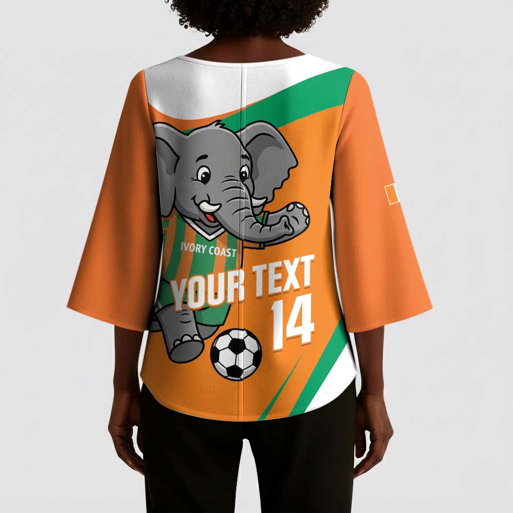 Custom Ivory Coast Football Kimono Sleeve Blouse 2026 Allez Les Elephants Cute Mascot - African Pride