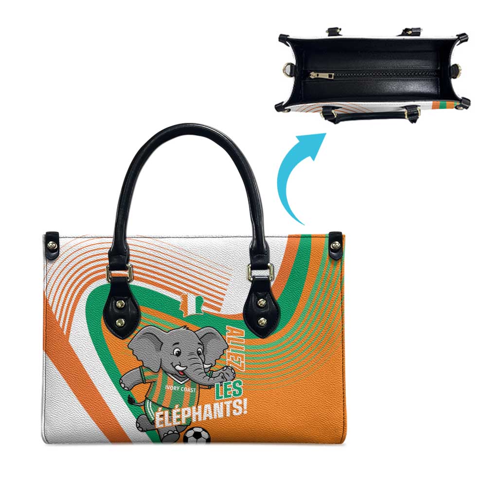 Ivory Coast Football Leather Bag 2026 Allez Les Elephants Cute Mascot - African Pride
