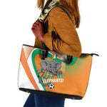 Ivory Coast Football Leather Tote Bag 2026 Allez Les Elephants Cute Mascot - African Pride