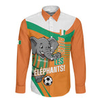 Custom Ivory Coast Football Long Sleeve Button Shirt 2026 Allez Les Elephants Cute Mascot - African Pride