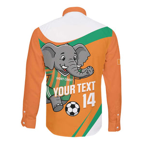 Custom Ivory Coast Football Long Sleeve Button Shirt 2026 Allez Les Elephants Cute Mascot - African Pride