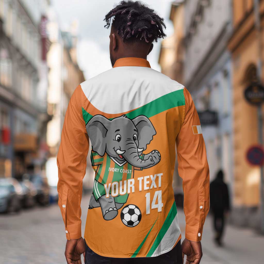 Custom Ivory Coast Football Long Sleeve Button Shirt 2026 Allez Les Elephants Cute Mascot - African Pride