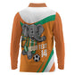 Custom Ivory Coast Football Long Sleeve Polo Shirt 2026 Allez Les Elephants Cute Mascot - African Pride