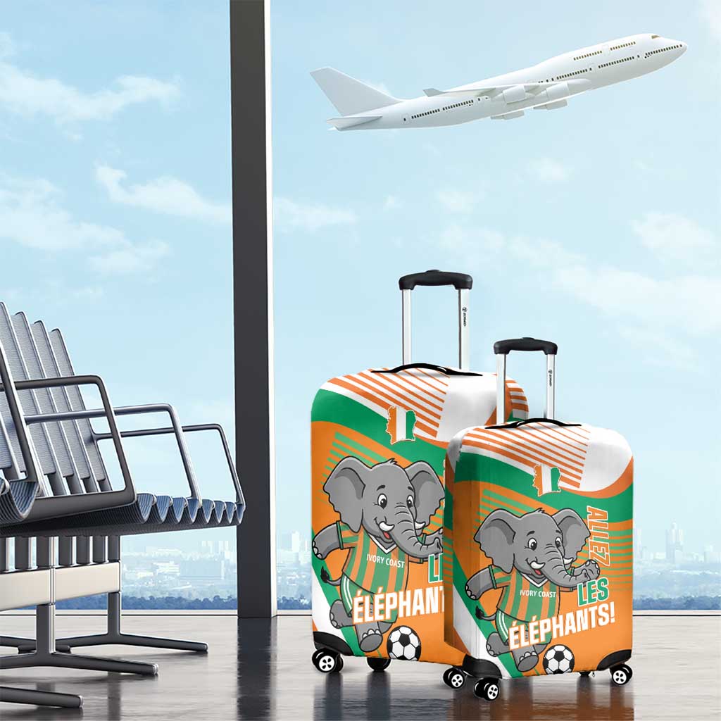 Ivory Coast Football Luggage Cover 2026 Allez Les Elephants Cute Mascot - African Pride