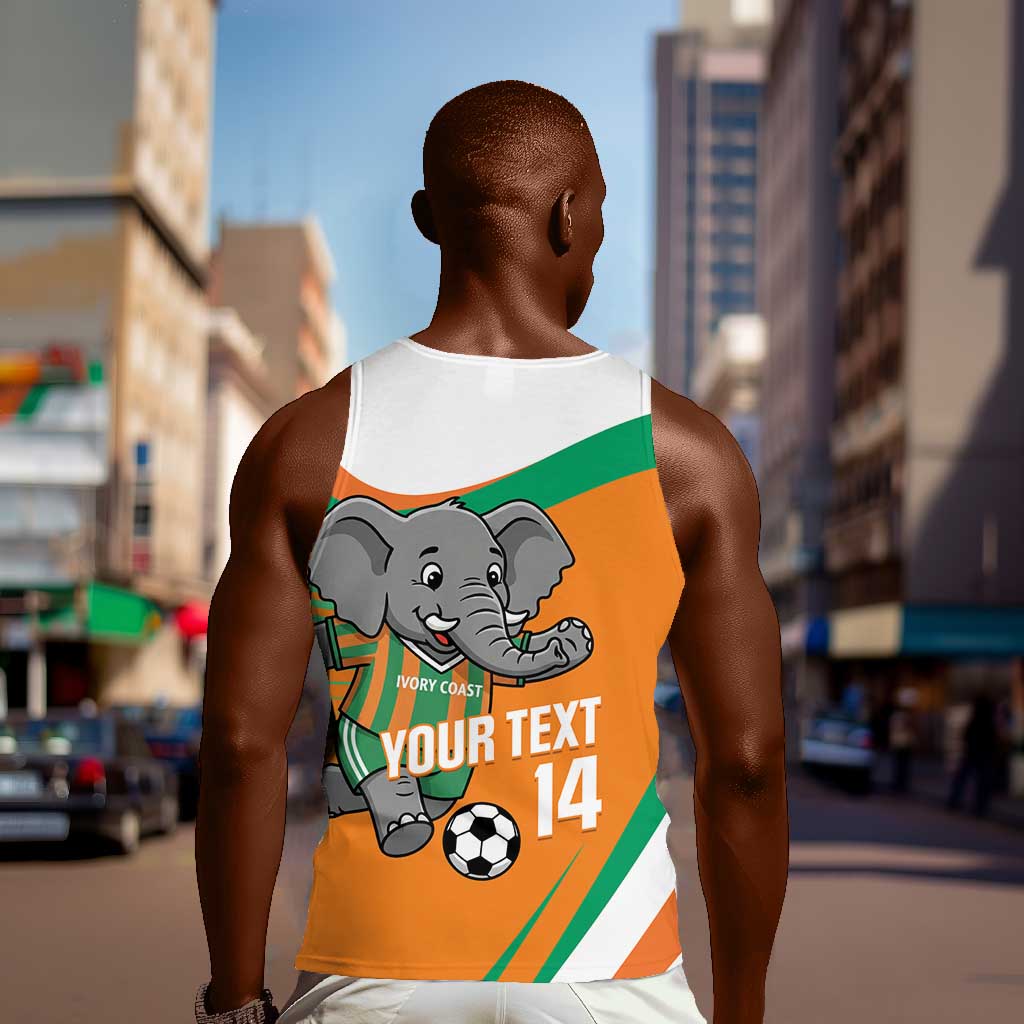 Custom Ivory Coast Football Men Tank Top 2026 Allez Les Elephants Cute Mascot - African Pride