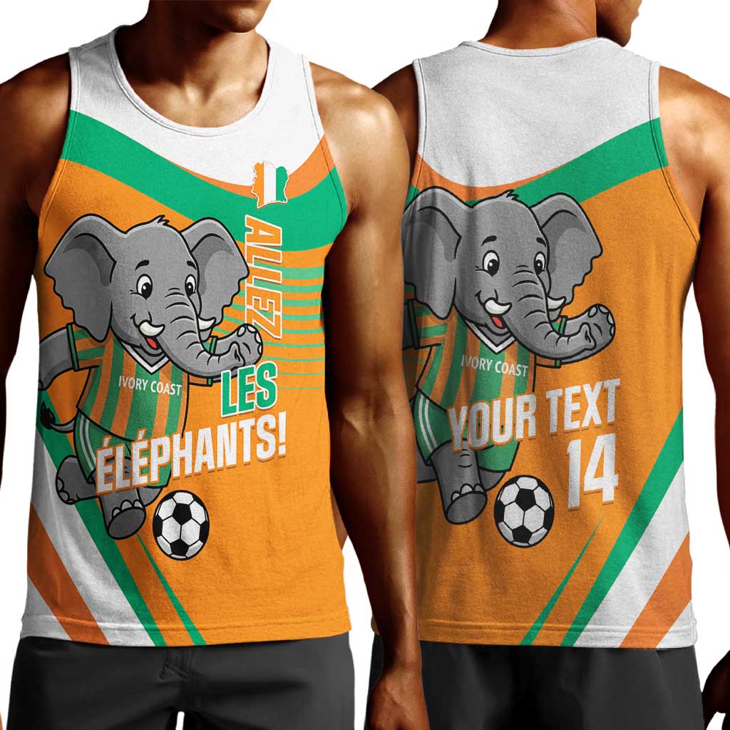 Custom Ivory Coast Football Men Tank Top 2026 Allez Les Elephants Cute Mascot - African Pride