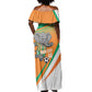 Custom Ivory Coast Football Off Shoulder Maxi Dress 2026 Allez Les Elephants Cute Mascot - African Pride