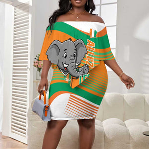 Custom Ivory Coast Football Off Shoulder Short Dress 2026 Allez Les Elephants Cute Mascot - African Pride
