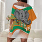 Custom Ivory Coast Football Off Shoulder Short Dress 2026 Allez Les Elephants Cute Mascot - African Pride