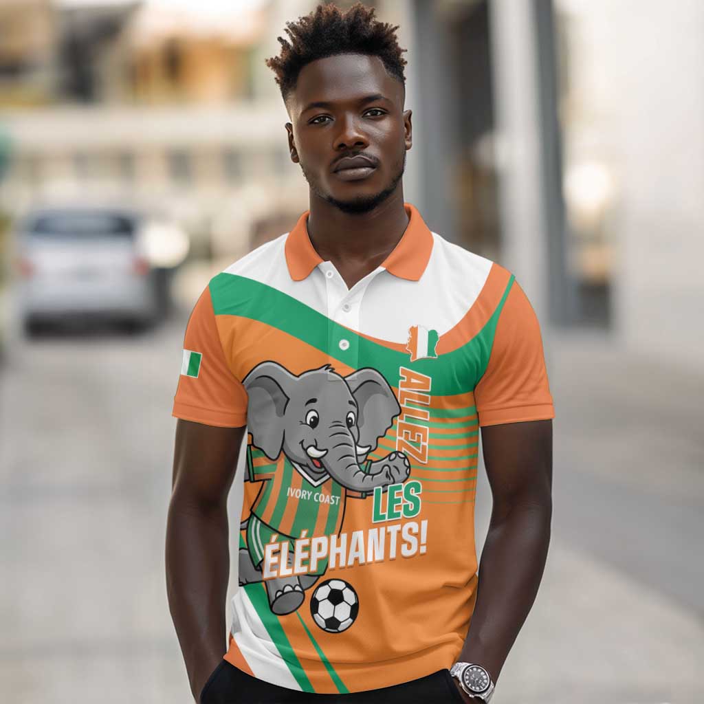 Custom Ivory Coast Football Polo Shirt 2026 Allez Les Elephants Cute Mascot LT14