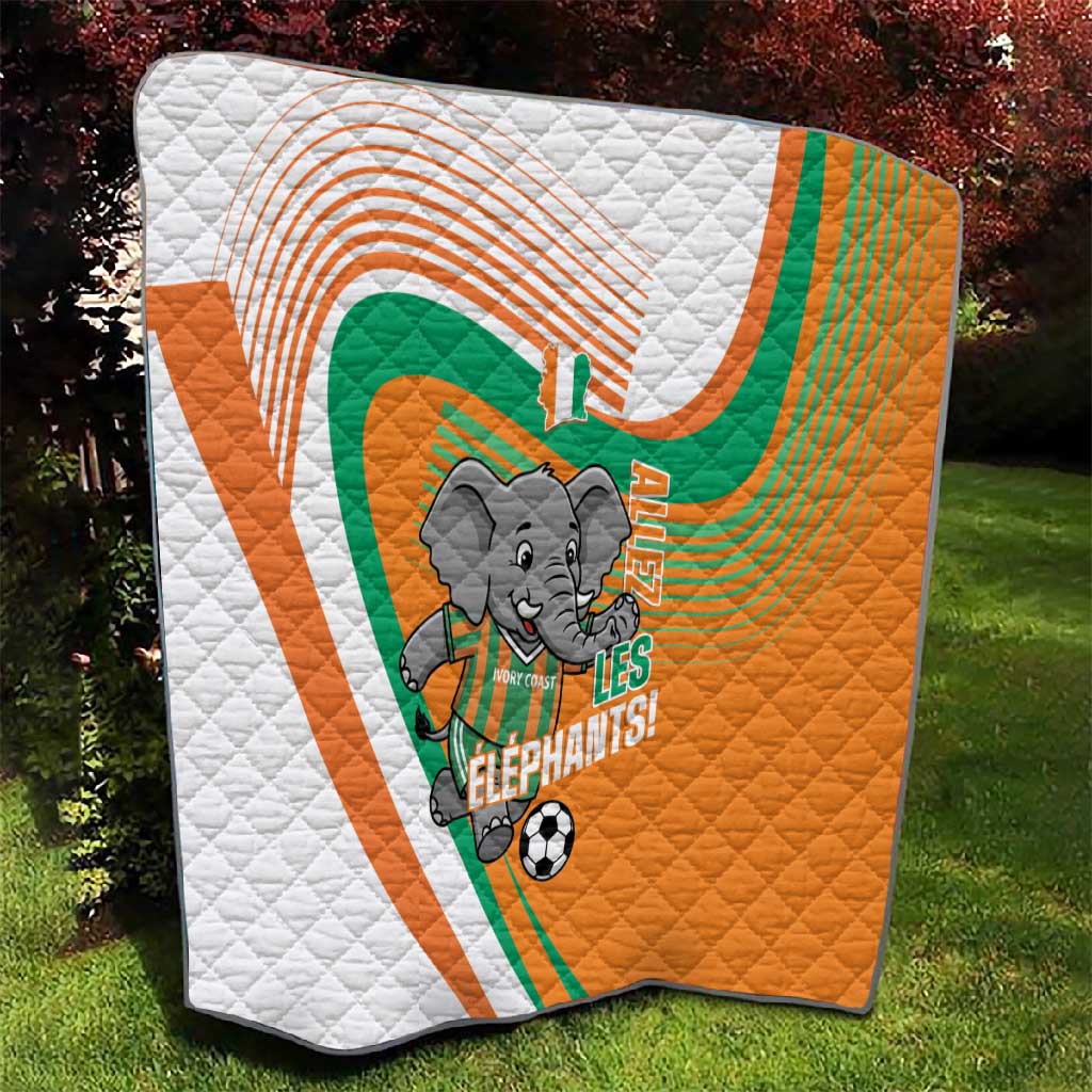 Ivory Coast Football Quilt 2026 Allez Les Elephants Cute Mascot - African Pride