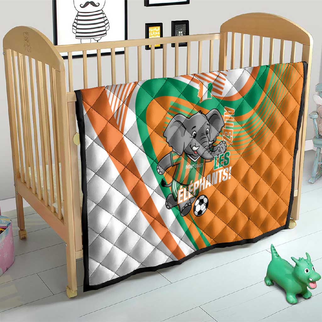 Ivory Coast Football Quilt 2026 Allez Les Elephants Cute Mascot - African Pride