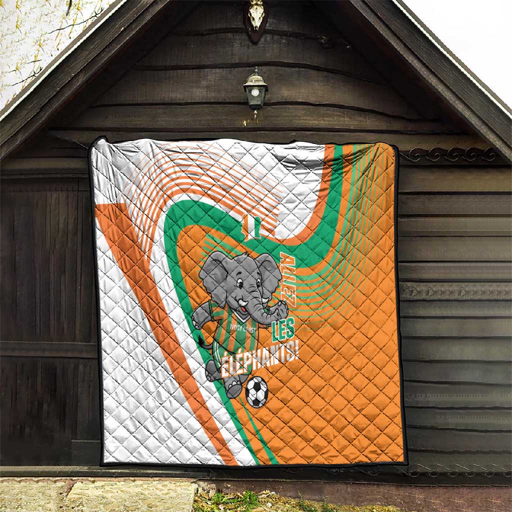 Ivory Coast Football Quilt 2026 Allez Les Elephants Cute Mascot - African Pride