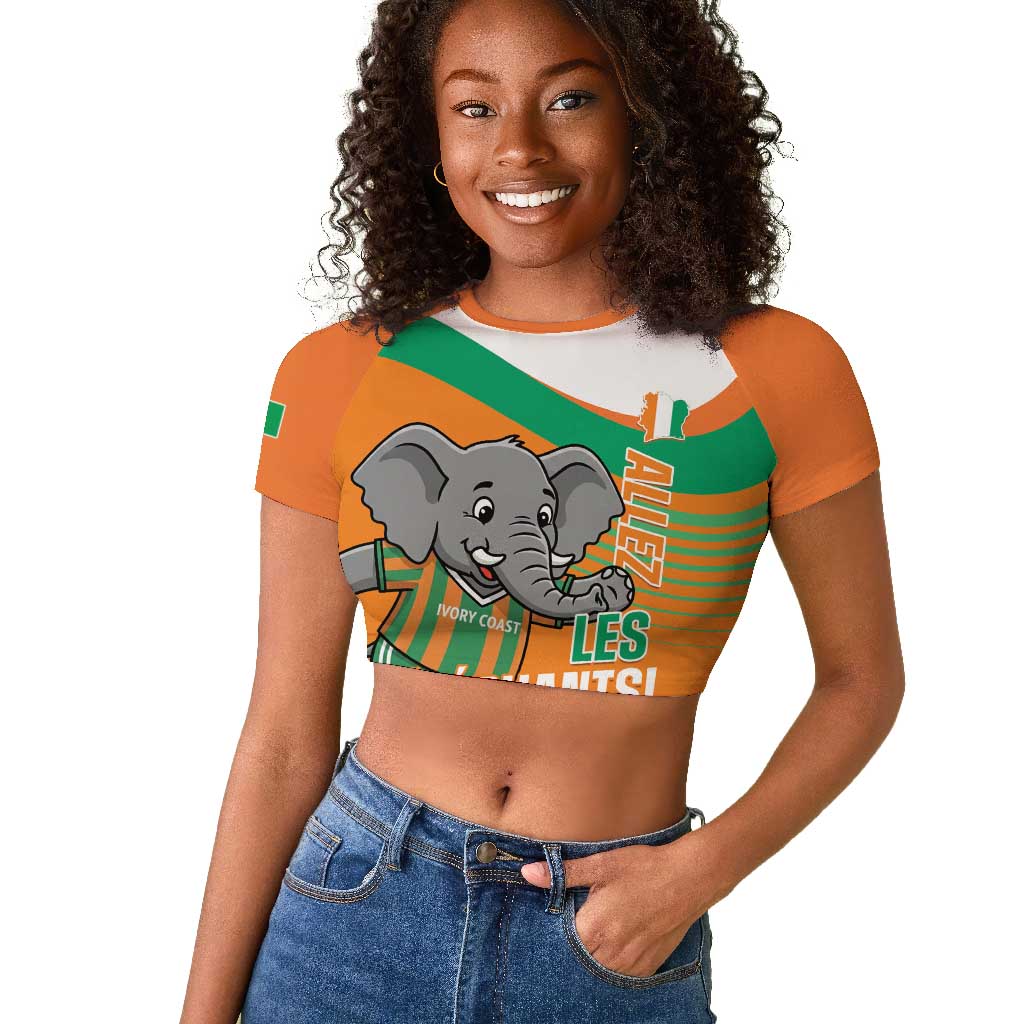 Custom Ivory Coast Football Raglan Cropped T shirt 2026 Allez Les Elephants Cute Mascot LT14