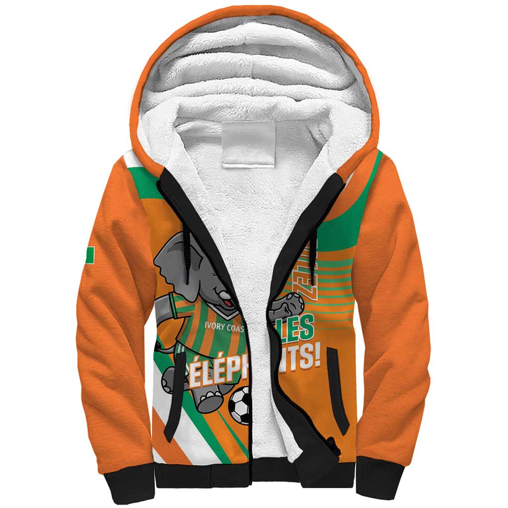 Custom Ivory Coast Football Sherpa Hoodie 2026 Allez Les Elephants Cute Mascot - African Pride
