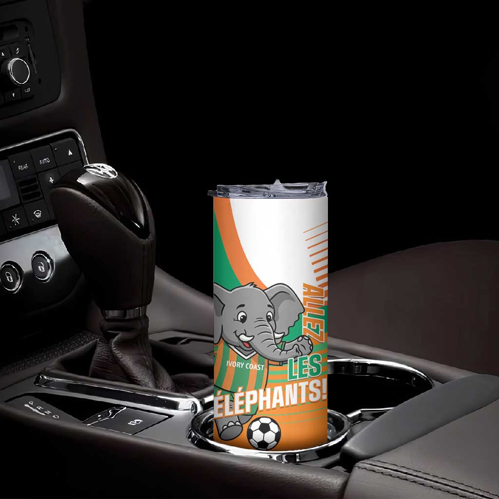 Custom Ivory Coast Football Skinny Tumbler 2026 Allez Les Elephants Cute Mascot - African Pride