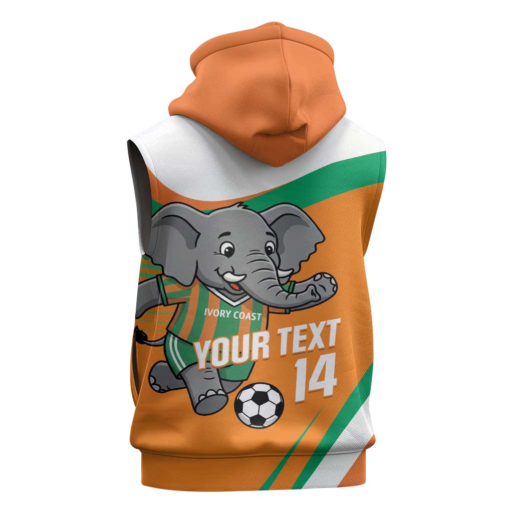 Custom Ivory Coast Football Sleeveless Hoodie 2026 Allez Les Elephants Cute Mascot - African Pride