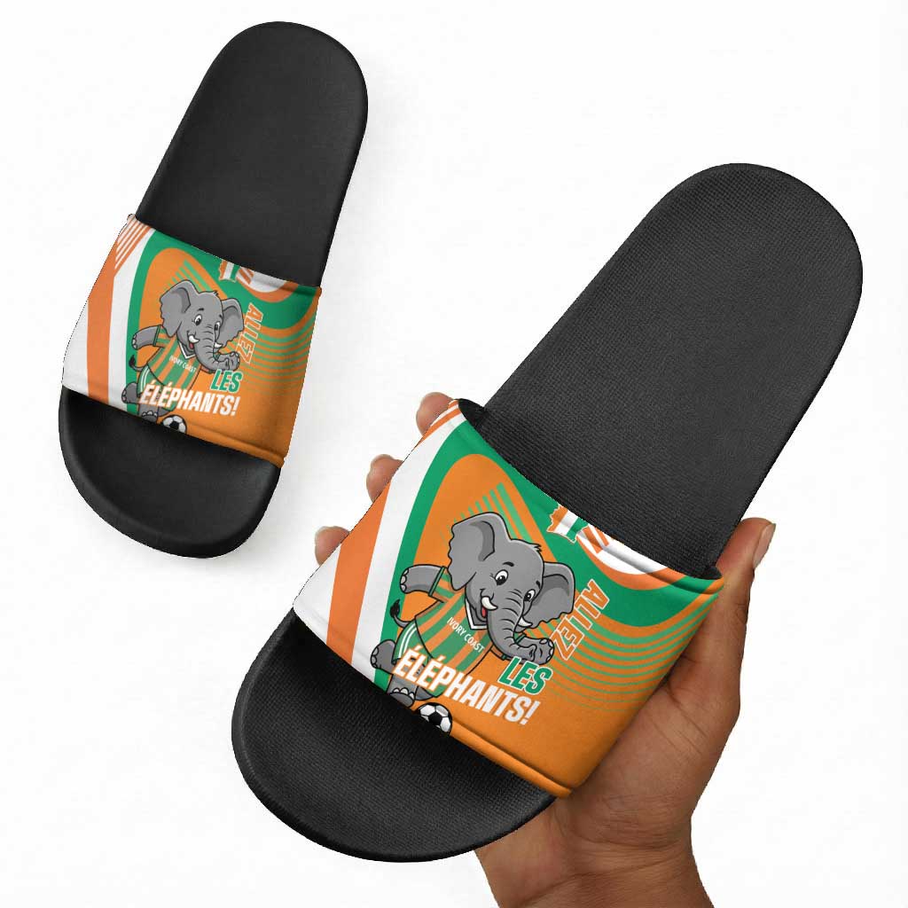 Ivory Coast Football Slide Sandals 2026 Allez Les Elephants Cute Mascot - African Pride