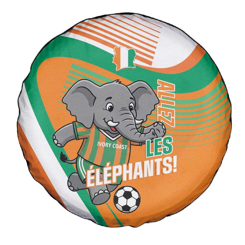 Ivory Coast Football Spare Tire Cover 2026 Allez Les Elephants Cute Mascot - African Pride