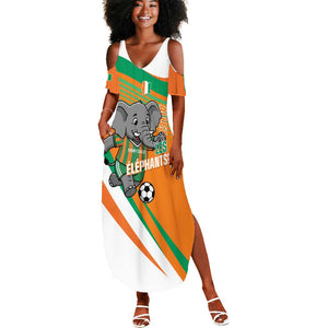 Custom Ivory Coast Football Summer Maxi Dress 2026 Allez Les Elephants Cute Mascot LT14